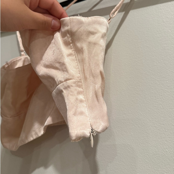 Zara Cut-Out Satin Effect Crop Top – Champagne Beige - Picture 7 of 8